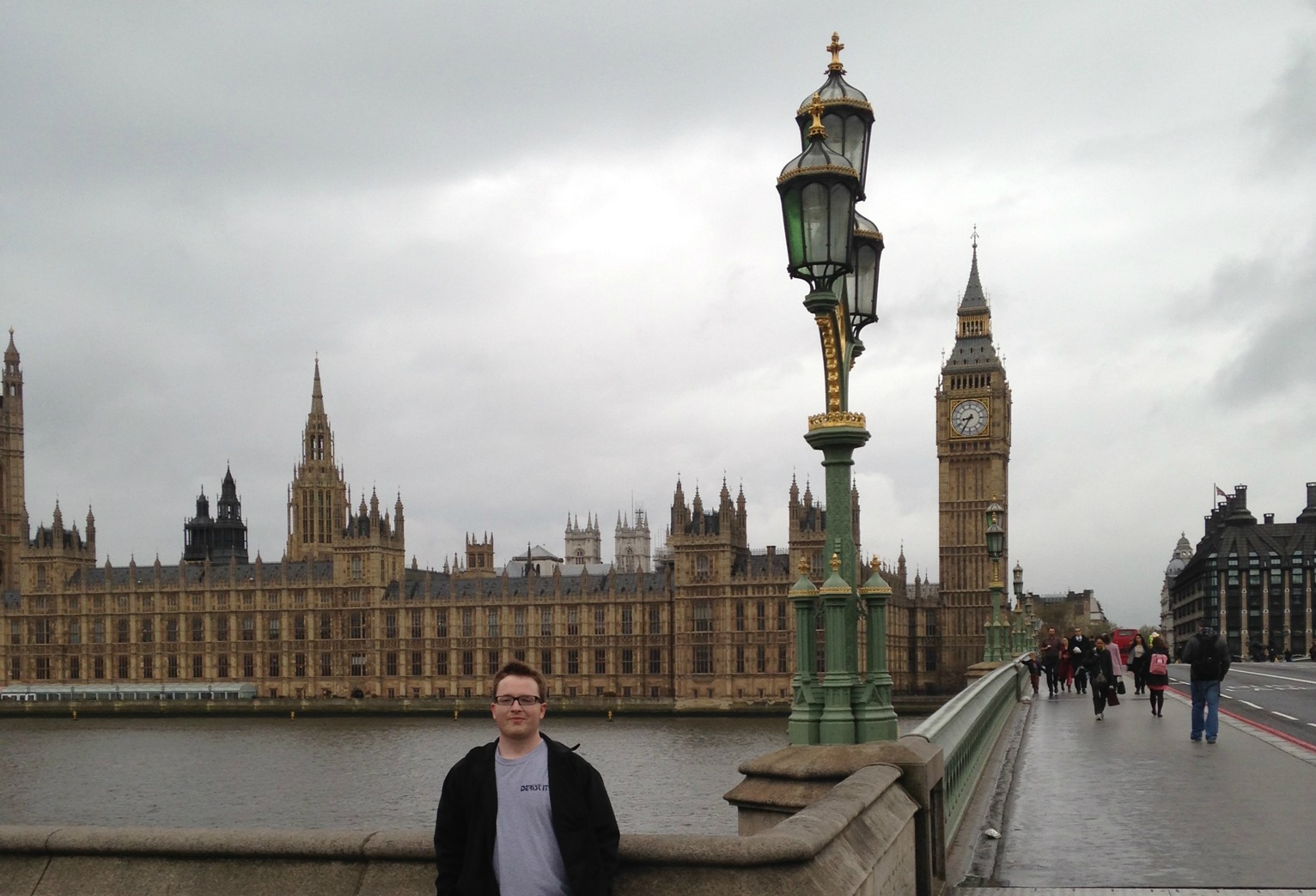 Sloan Harper near Parliament and Elizabeth Tower in London